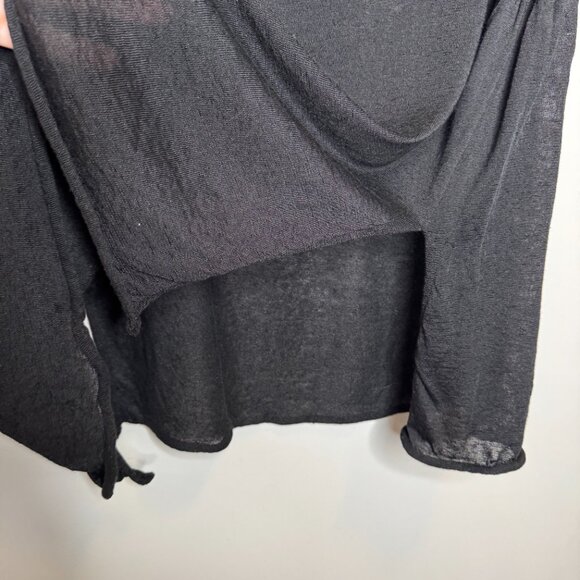 Eileen Fisher Black Italian Yarn Long Sheer Top Womens Plus 2X Linen Nylon Scoop - Picture 7 of 9